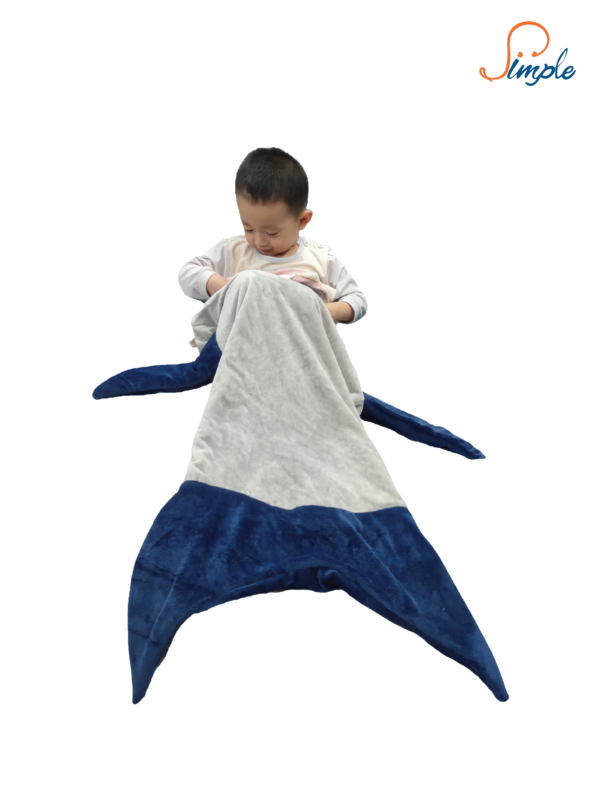 Animal Tail Blanket Bag-Shark-Navy & gray - 图片 3