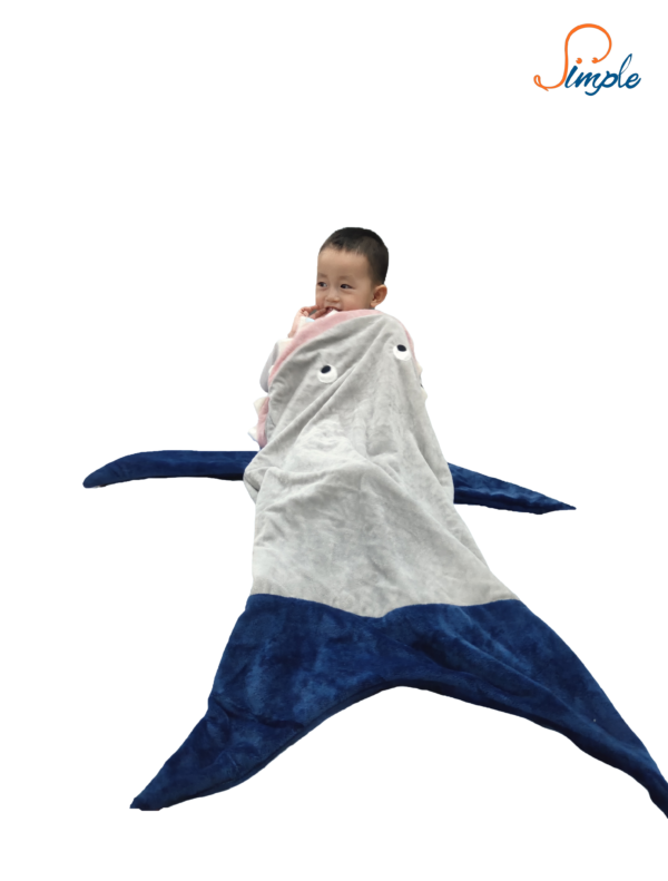 Animal Tail Blanket Bag-Shark-Navy & gray - 图片 2