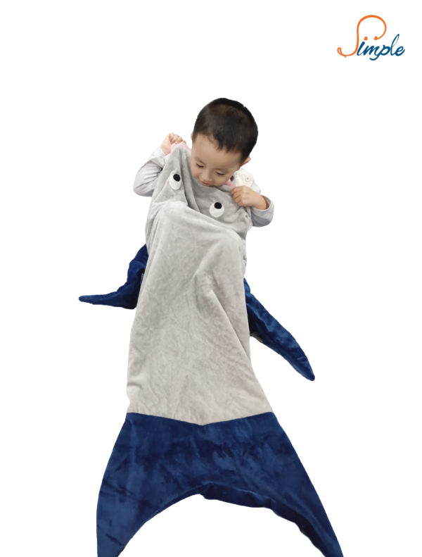 Animal Tail Blanket Bag-Shark-Navy & gray