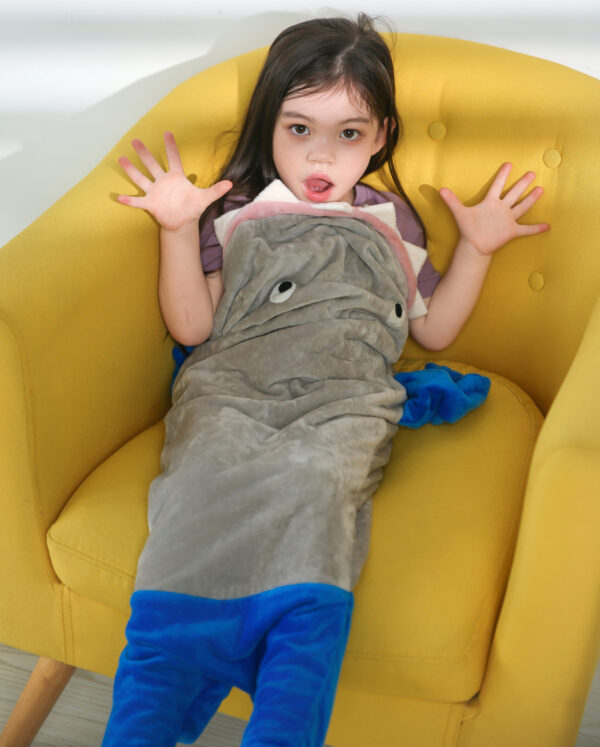 Animal Tail Blanket Bag-Shark-Blue & gray
